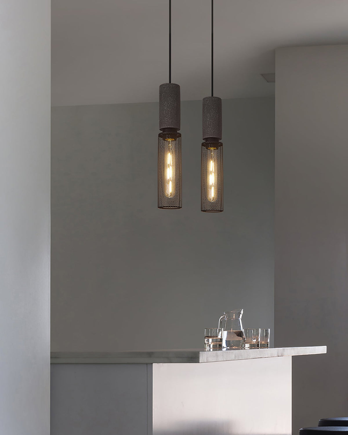 Urban Concrete Pendant Light | Industrial LED Hanging Lamp For Kitchen Islands, Bars and Bedsides