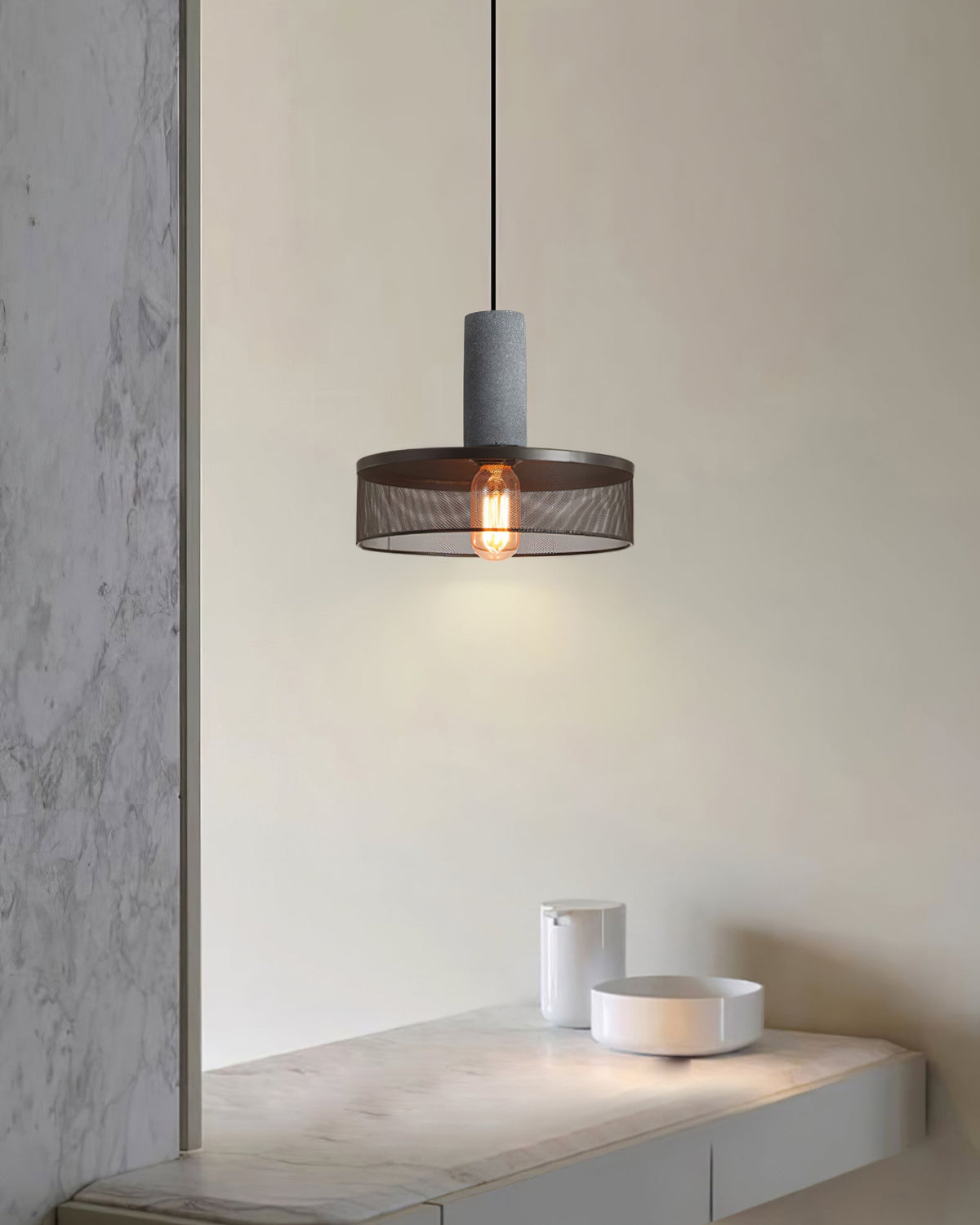 Urban Concrete Pendant Light | Industrial LED Hanging Lamp For Kitchen Islands, Bars and Bedsides