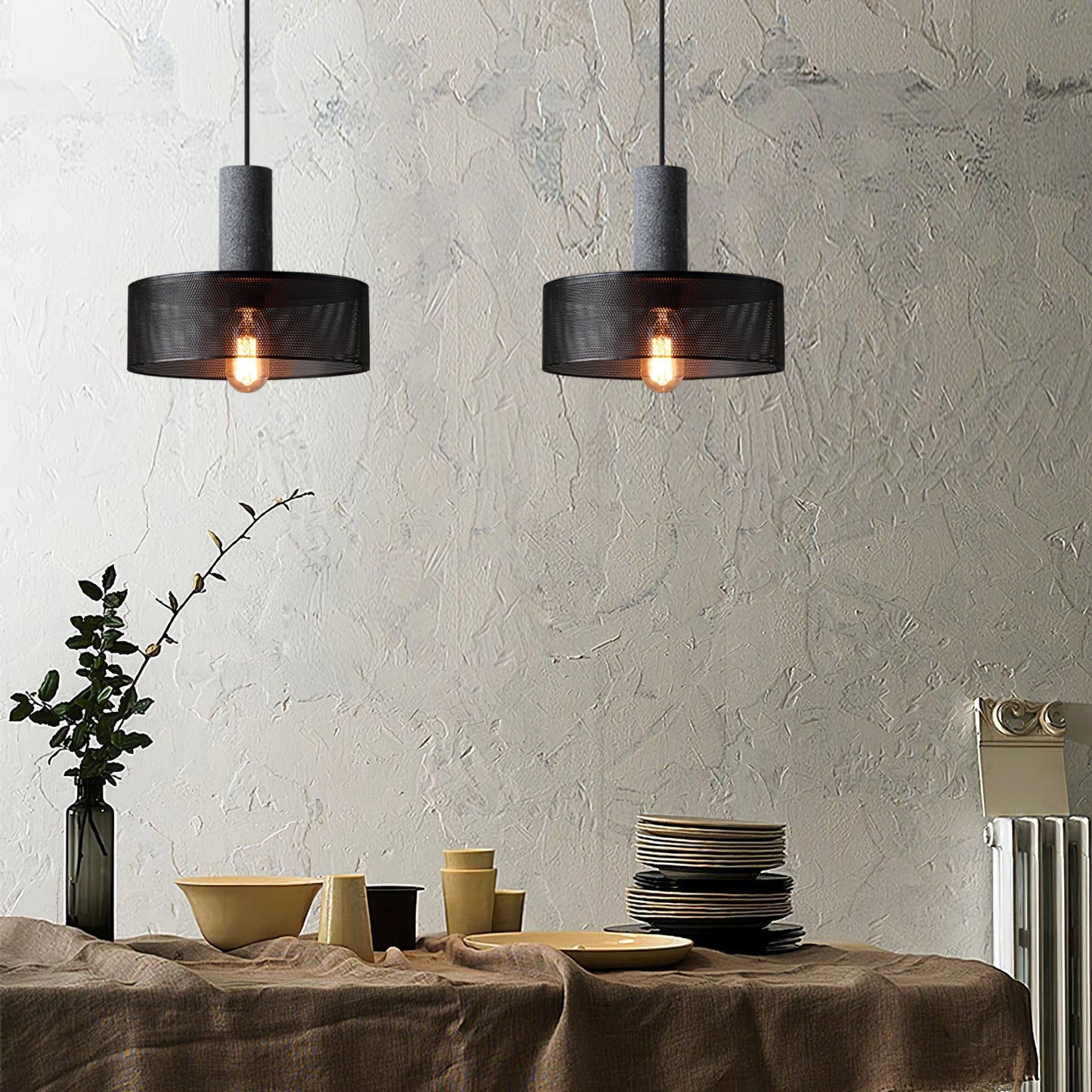 Urban Concrete Pendant Light | Industrial LED Hanging Lamp For Kitchen Islands, Bars and Bedsides