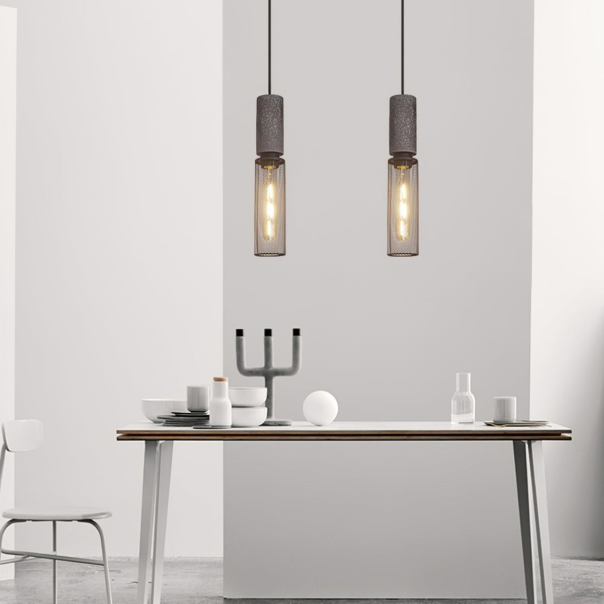 Urban Concrete Pendant Light | Industrial LED Hanging Lamp For Kitchen Islands, Bars and Bedsides