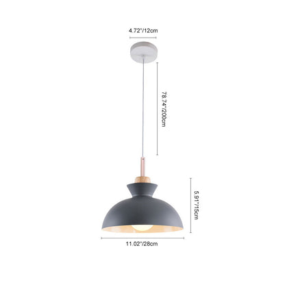 Modern Single Pendant Dome Light | Scandinavian Metal Hanging Lamp In Nine Bold Colourways