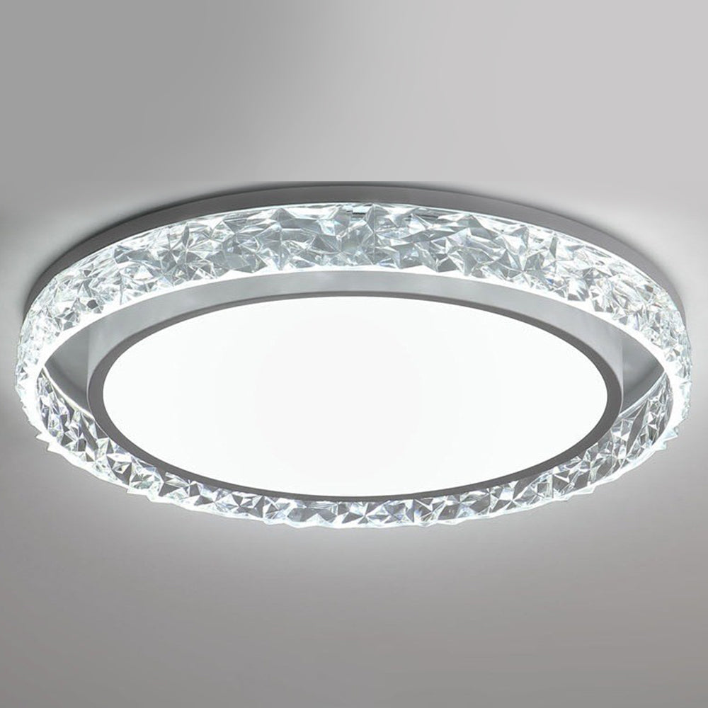 Crystal Halo LED Ceiling Light | Remote Dimmable Flush Mount Fixture For Bedrooms and Hallways