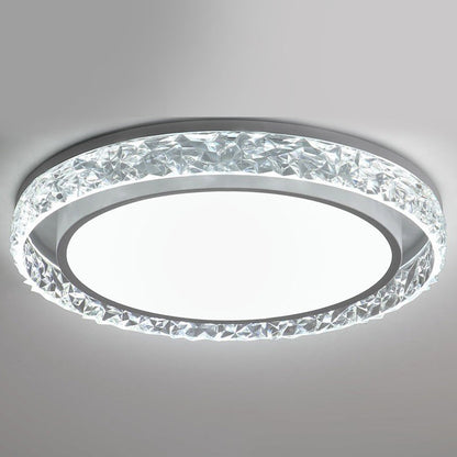 Crystal Halo LED Ceiling Light | Remote Dimmable Flush Mount Fixture For Bedrooms and Hallways