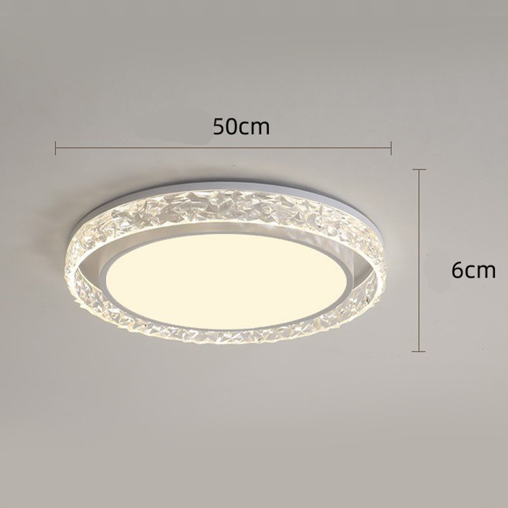 Crystal Halo LED Ceiling Light | Remote Dimmable Flush Mount Fixture For Bedrooms and Hallways