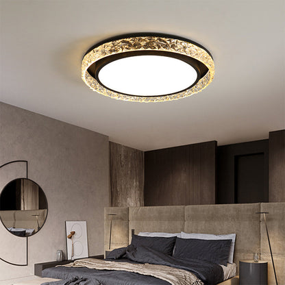 Crystal Halo LED Ceiling Light | Remote Dimmable Flush Mount Fixture For Bedrooms and Hallways