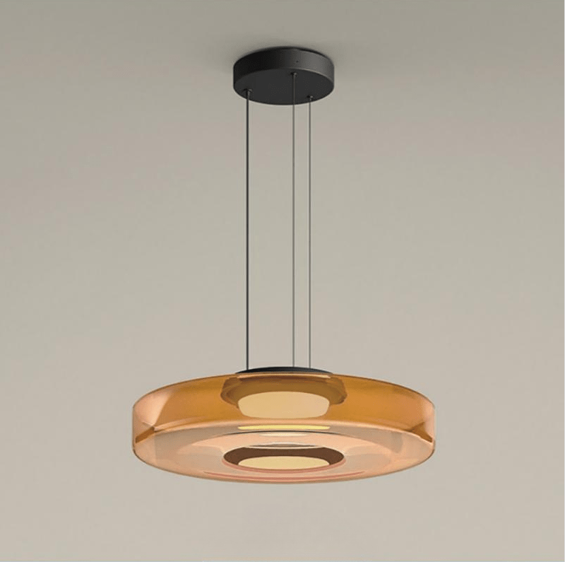 Bauhaus Glass Pendant Light | Modern Layered LED Hanging Lamp In Three Tinted Glass Colours