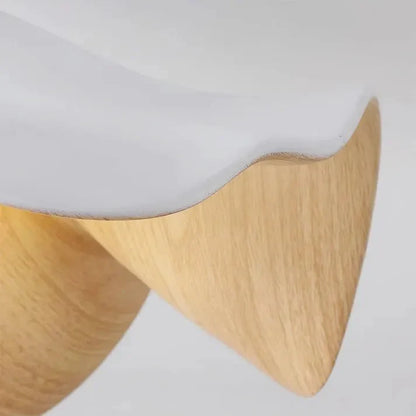 Scandinavian Wooden Lotus Ceiling Light | Resin And Iron Modern Flush Mount In Two Room Sizes
