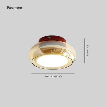 Verdane Retro Glass Flush Mount Ceiling Light | LED Indoor Lamp In Red Cognac or Smoke Grey Glass