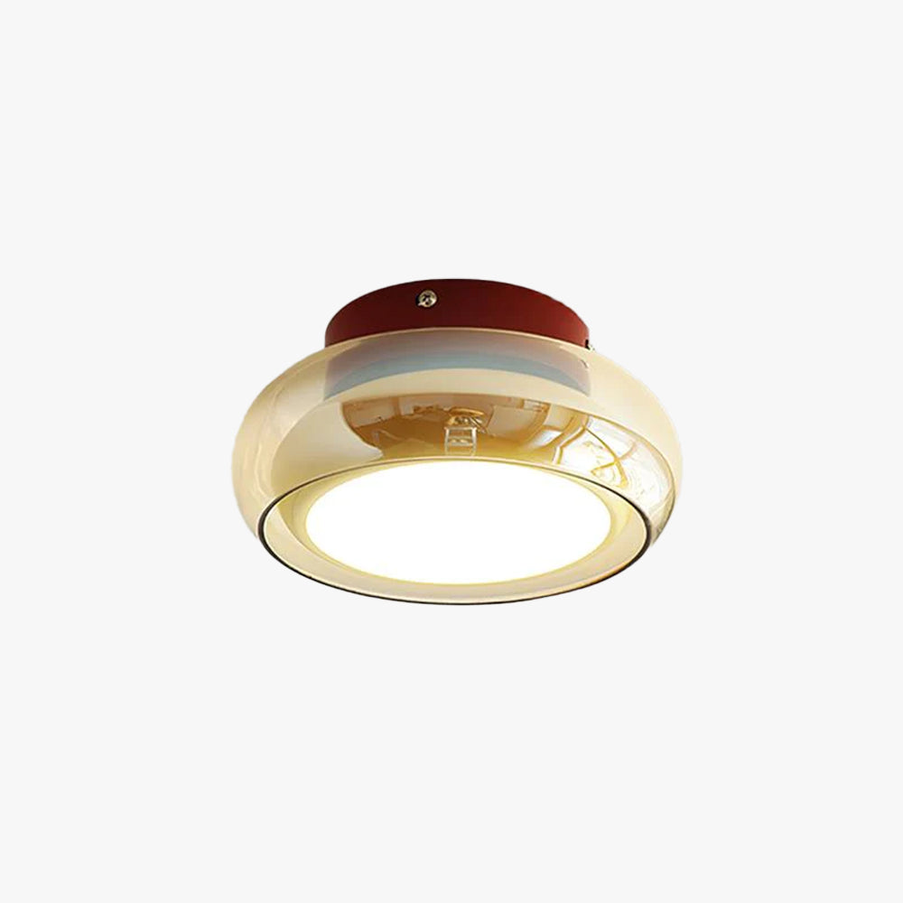 Verdane Retro Glass Flush Mount Ceiling Light | LED Indoor Lamp In Red Cognac or Smoke Grey Glass
