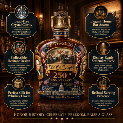 Cut Crystal Whiskey Decanter | Weighted Glass Spirit Decanter With Stopper For Bar Carts and Gifts