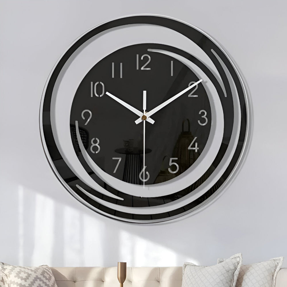 Velmora Wall Clock | Modern Black Acrylic Scandinavian Design For Offices, Halls and Studies