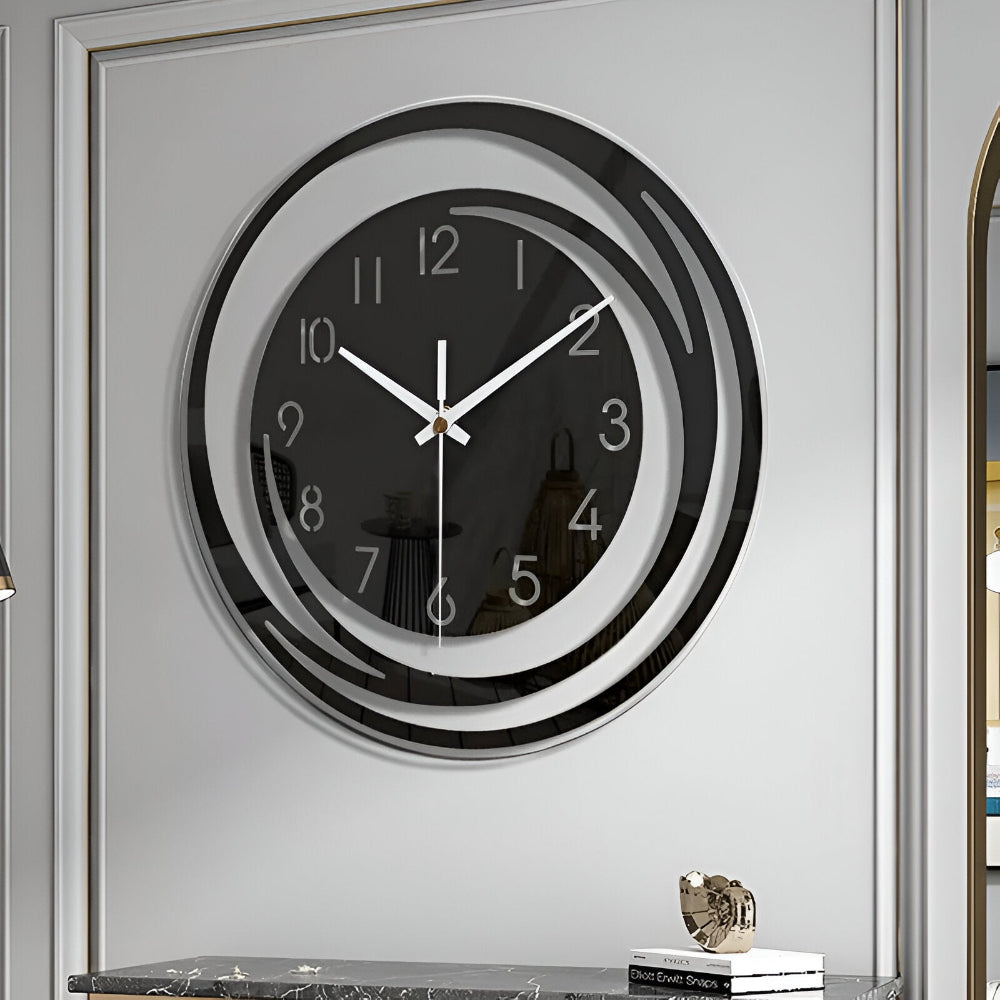 Velmora Wall Clock | Modern Black Acrylic Scandinavian Design For Offices, Halls and Studies