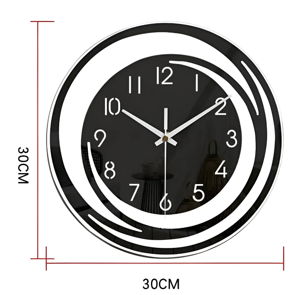 Velmora Wall Clock | Modern Black Acrylic Scandinavian Design For Offices, Halls and Studies