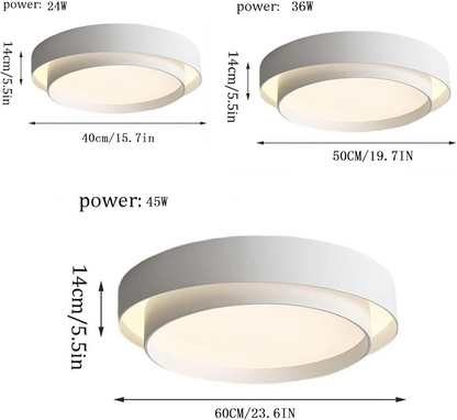 Nordic Round LED Ceiling Light | Modern Minimalist Flush Mount In Black or White Iron Finish