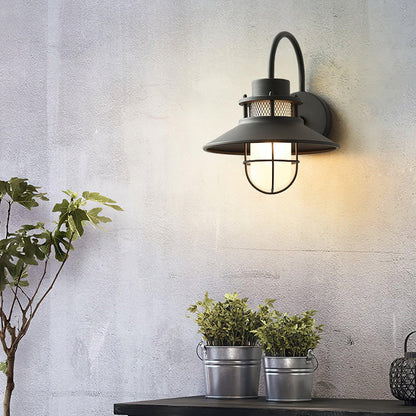 Forgeline Industrial Outdoor Wall Lamp | Waterproof Glass and Metal Fixture For Exterior Walls