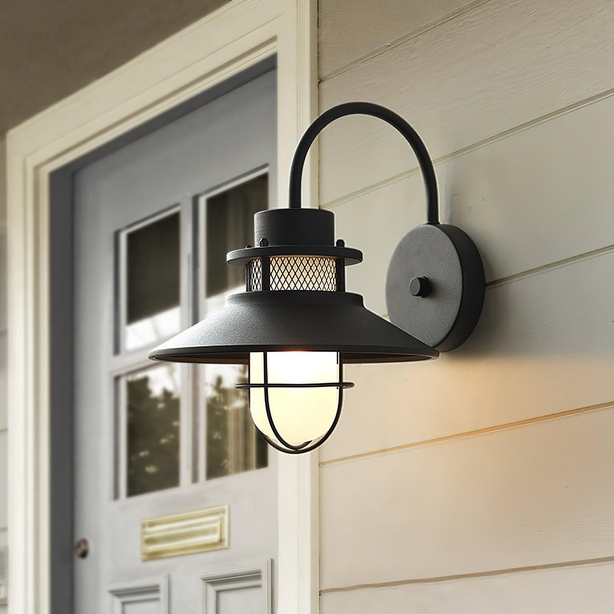Forgeline Industrial Outdoor Wall Lamp | Waterproof Glass and Metal Fixture For Exterior Walls