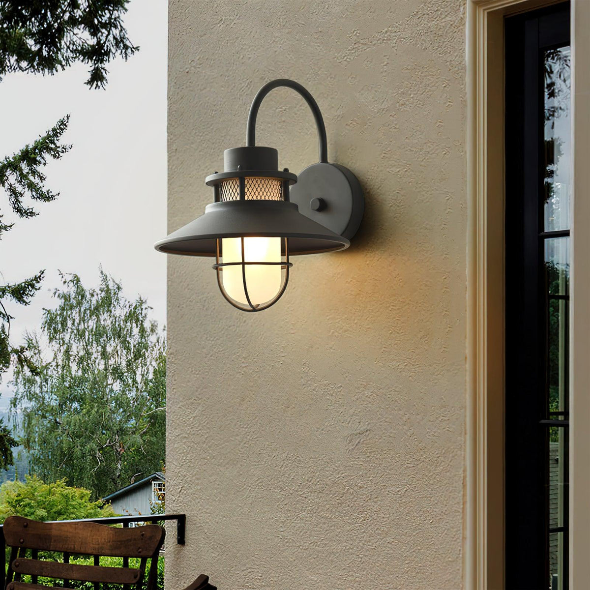 Forgeline Industrial Outdoor Wall Lamp | Waterproof Glass and Metal Fixture For Exterior Walls