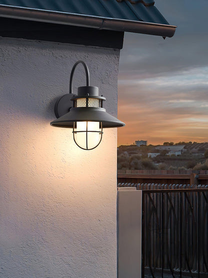 Forgeline Industrial Outdoor Wall Lamp | Waterproof Glass and Metal Fixture For Exterior Walls