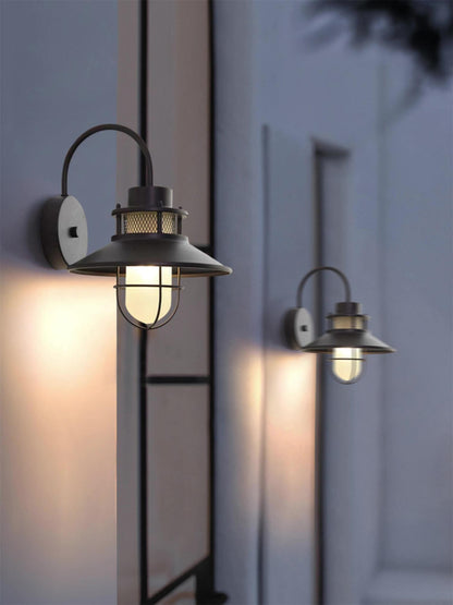 Forgeline Industrial Outdoor Wall Lamp | Waterproof Glass and Metal Fixture For Exterior Walls