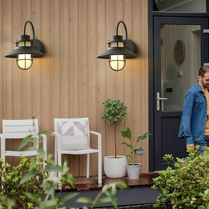 Forgeline Industrial Outdoor Wall Lamp | Waterproof Glass and Metal Fixture For Exterior Walls