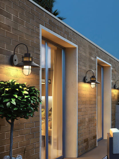 Forgeline Industrial Outdoor Wall Lamp | Waterproof Glass and Metal Fixture For Exterior Walls
