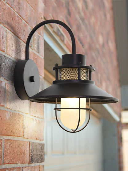 Forgeline Industrial Outdoor Wall Lamp | Waterproof Glass and Metal Fixture For Exterior Walls