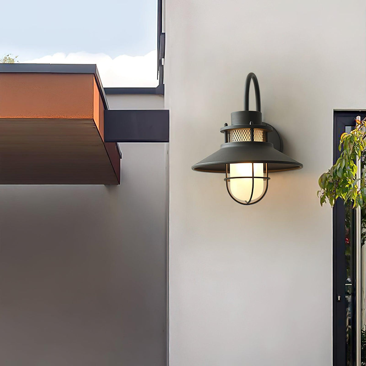 Forgeline Industrial Outdoor Wall Lamp | Waterproof Glass and Metal Fixture For Exterior Walls
