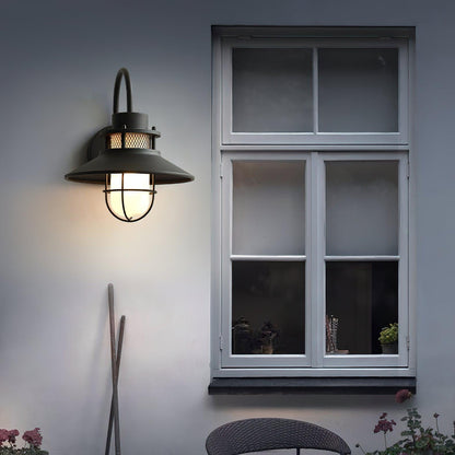 Forgeline Industrial Outdoor Wall Lamp | Waterproof Glass and Metal Fixture For Exterior Walls