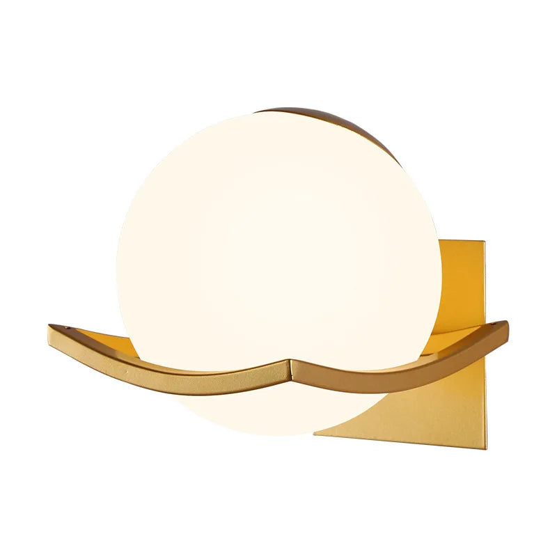 Opalene Wall Light | Modern European Opal Glass Globe Sconce In Gold, Black or White Metal
