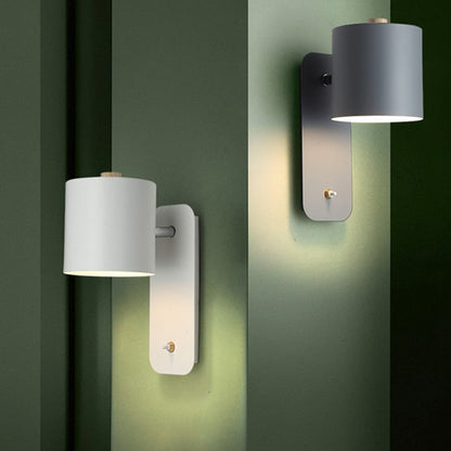 Modern LED Wall Lamp With Switch | Interior Metal Wall Light In Three Soft Painted Finishes