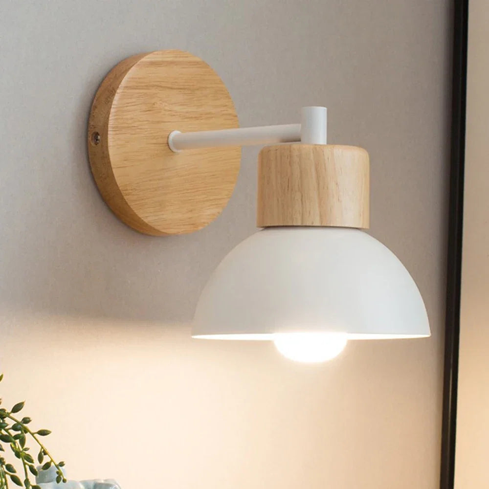 Wood and Metal Wall Lamp | Modern Nordic Bedside Light For Bedrooms, Hallways and Night Reading