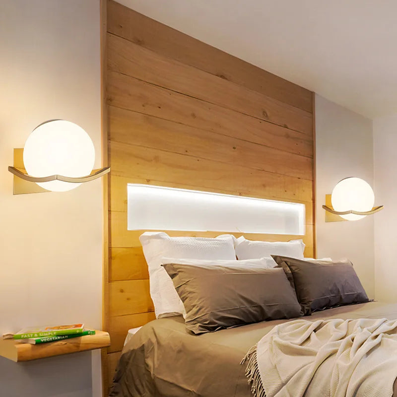 Opalene Wall Light | Modern European Opal Glass Globe Sconce In Gold, Black or White Metal