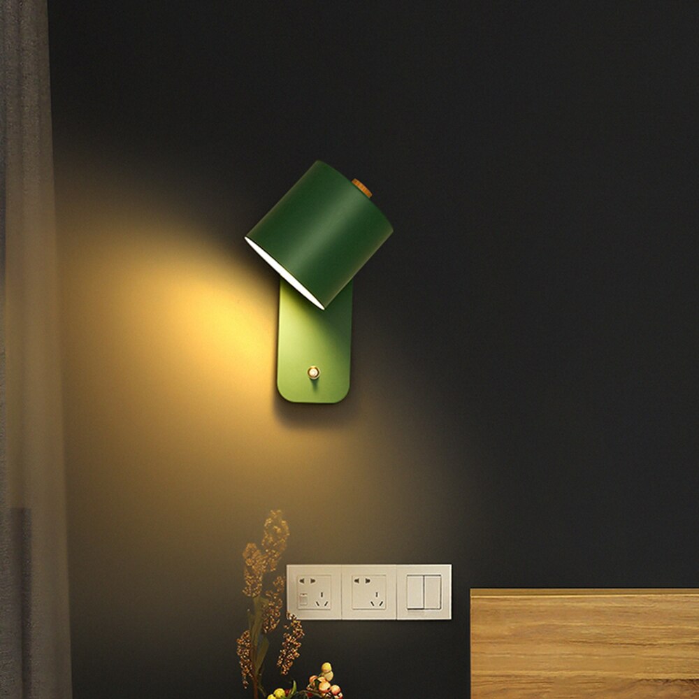 Modern LED Wall Lamp With Switch | Interior Metal Wall Light In Three Soft Painted Finishes