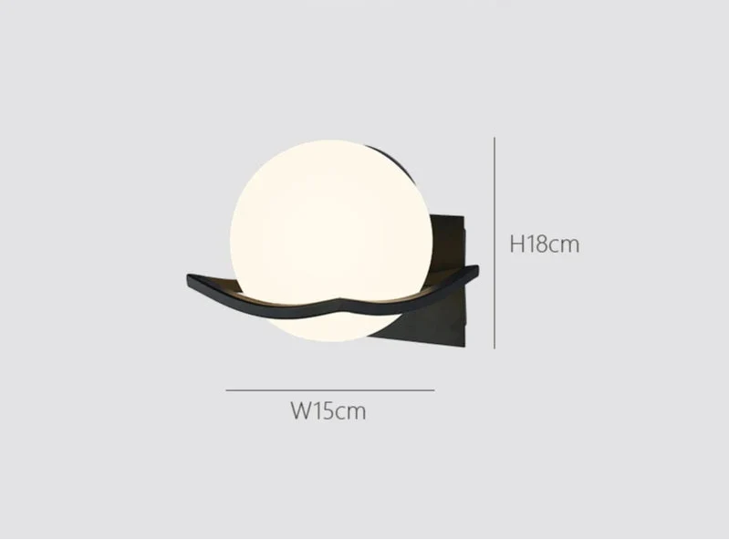 Opalene Wall Light | Modern European Opal Glass Globe Sconce In Gold, Black or White Metal