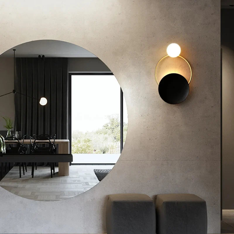 Designer Glass Wall Lamp | Modern Round Spherical Metal Light In Warm or Cold White LED Light