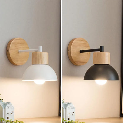 Wood and Metal Wall Lamp | Modern Nordic Bedside Light For Bedrooms, Hallways and Night Reading