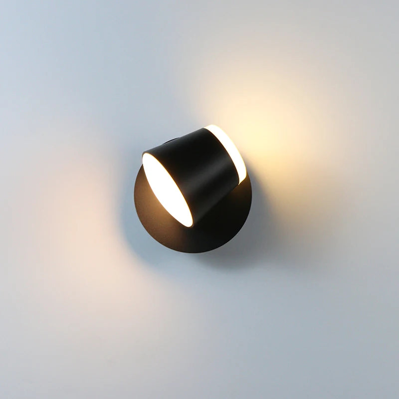 Rotatable LED Wall Lamp | Modern Adjustable Sconce In Black or White With Two Light Colours