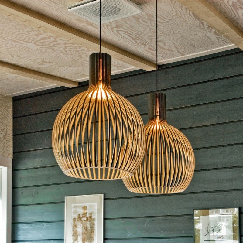 Handcrafted Wooden Pendant Light | Natural Scandinavian Ceiling Lamp For Dining Room Tables