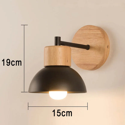 Wood and Metal Wall Lamp | Modern Nordic Bedside Light For Bedrooms, Hallways and Night Reading
