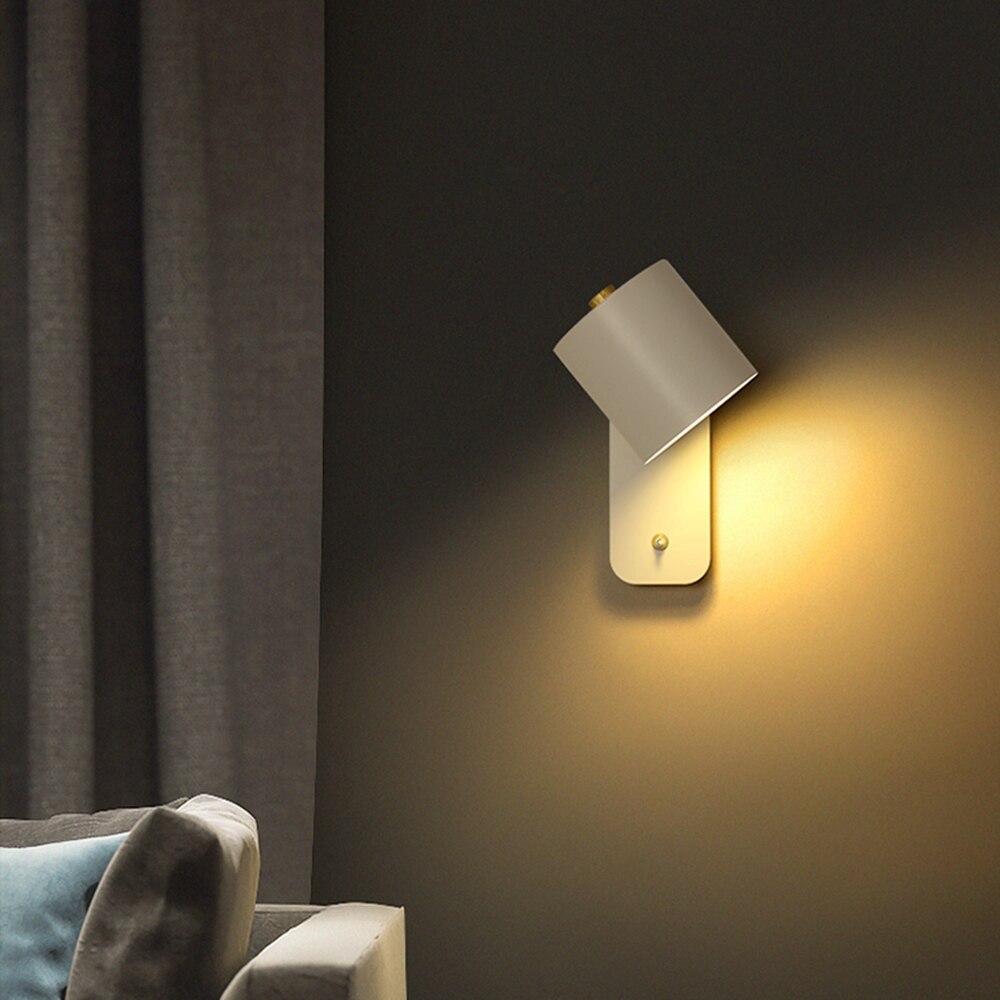 Modern LED Wall Lamp With Switch | Interior Metal Wall Light In Three Soft Painted Finishes
