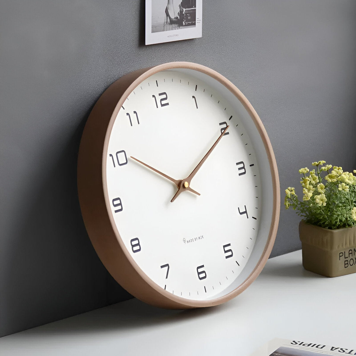 Nordic Wall Clock | Minimalist Wood Frame Silent Quartz Clock For Living Rooms and Kitchens