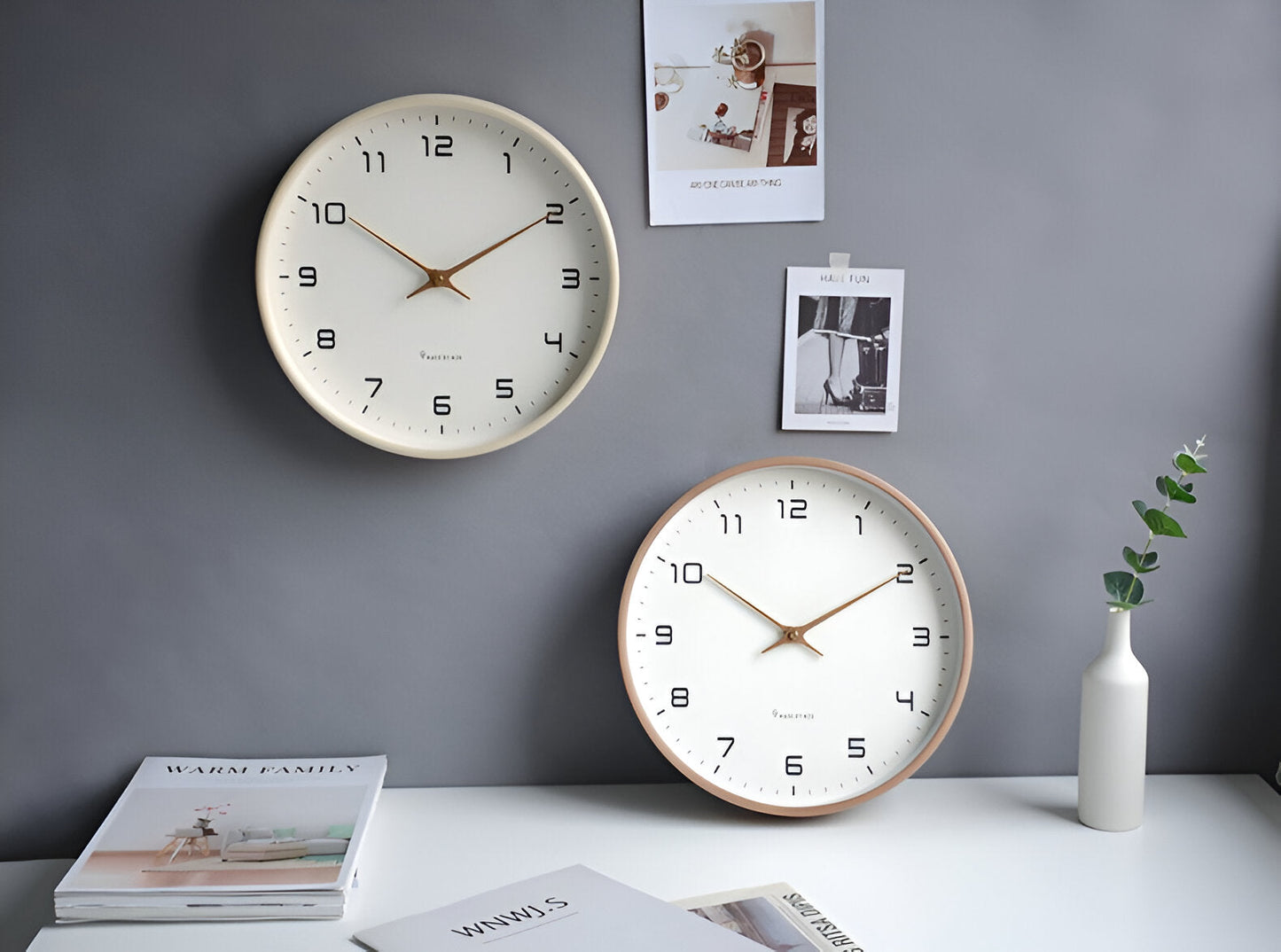 Nordic Wall Clock | Minimalist Wood Frame Silent Quartz Clock For Living Rooms and Kitchens