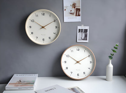 Nordic Wall Clock | Minimalist Wood Frame Silent Quartz Clock For Living Rooms and Kitchens