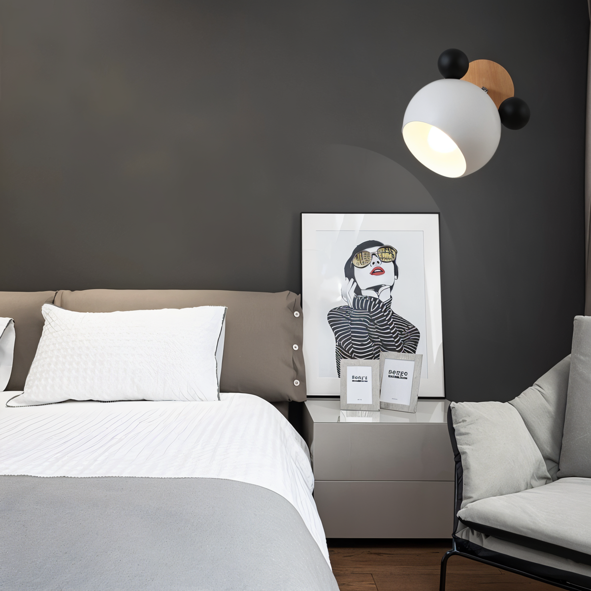 Pipkin Wall Lamp | Playful Modern Aluminium and Wood Sconce With A Pivoting LED Light Head