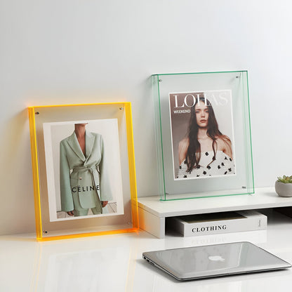 Acrylic Photo Frame | Modern Minimalist Colour Block Picture Display For Desks and Shelves