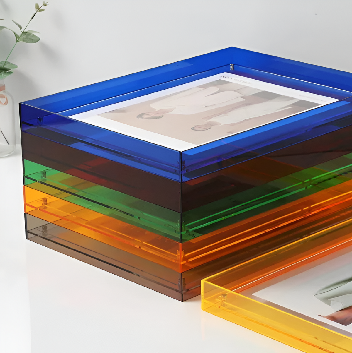 Acrylic Photo Frame | Modern Minimalist Colour Block Picture Display For Desks and Shelves