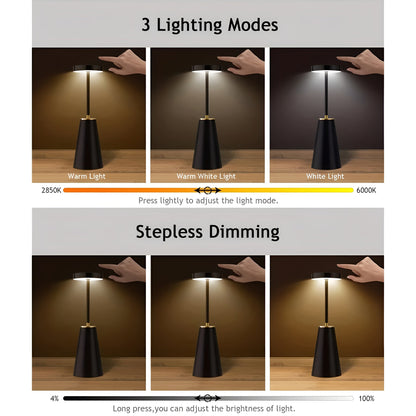 Slendra Lamp | Wireless Rechargeable Touch Table Lamp In A Matte Black or White Metal Finish
