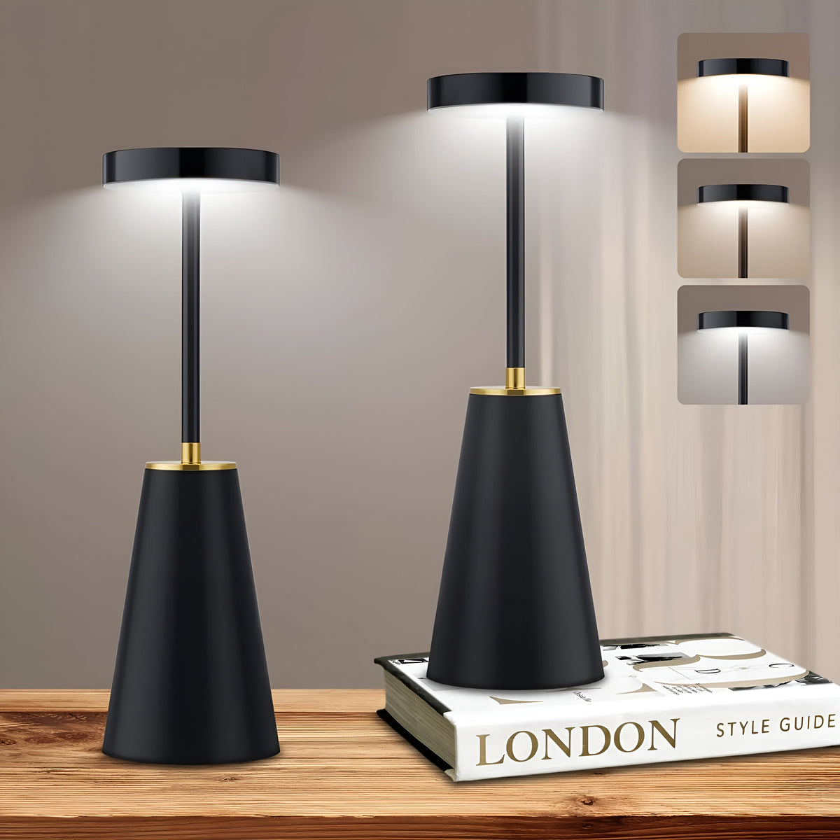 Slendra Lamp | Wireless Rechargeable Touch Table Lamp In A Matte Black or White Metal Finish
