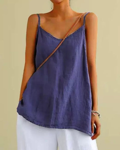 Jannat Linen Spaghetti Strap Summer Top