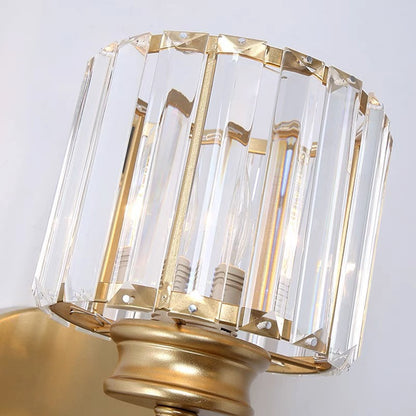 Crystal Wall Light | Modern Glass And Iron Sconce In Black or Gold, In Round or Square Form